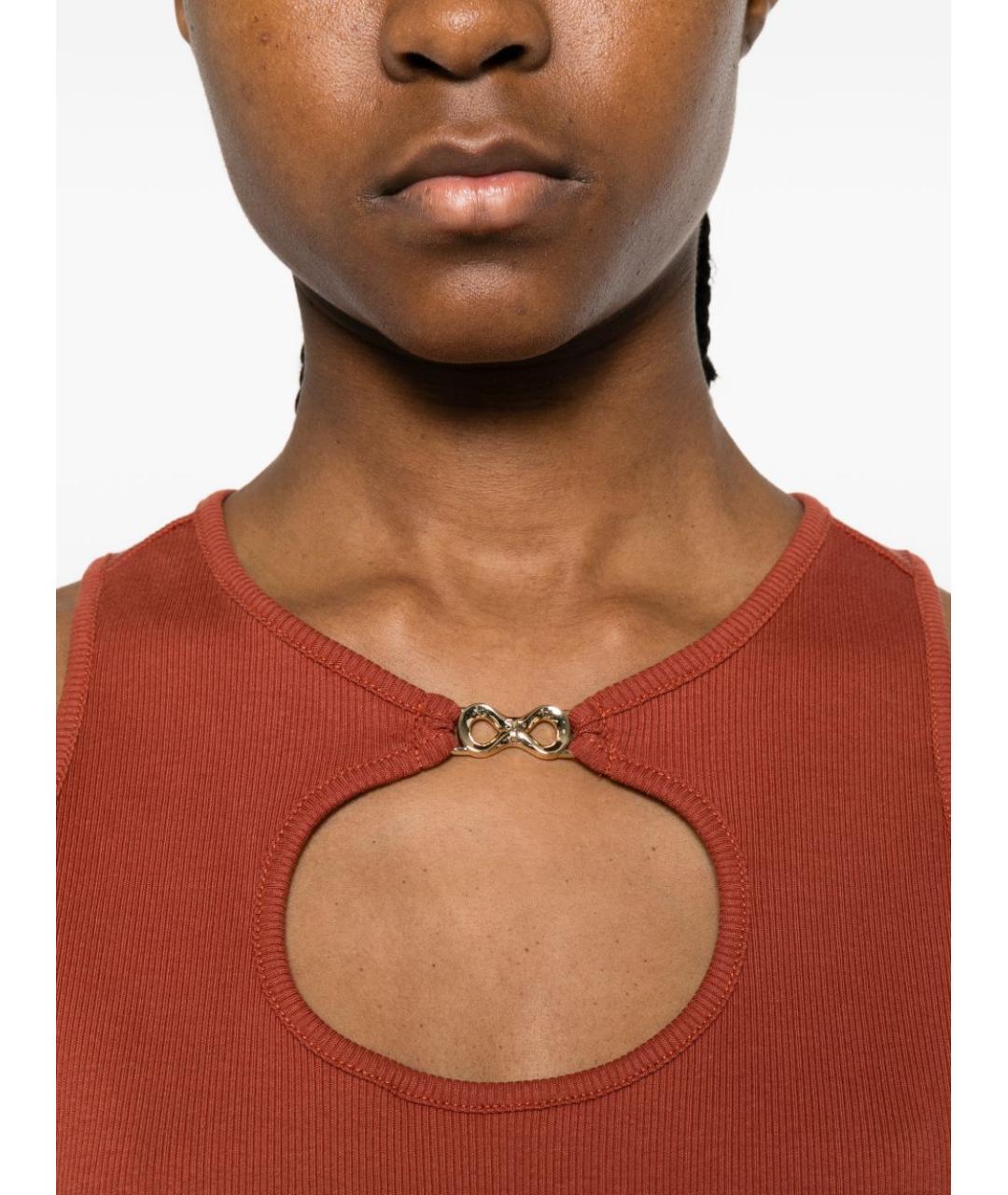 TWIN-SET Коричневая хлопковая майка, фото 5