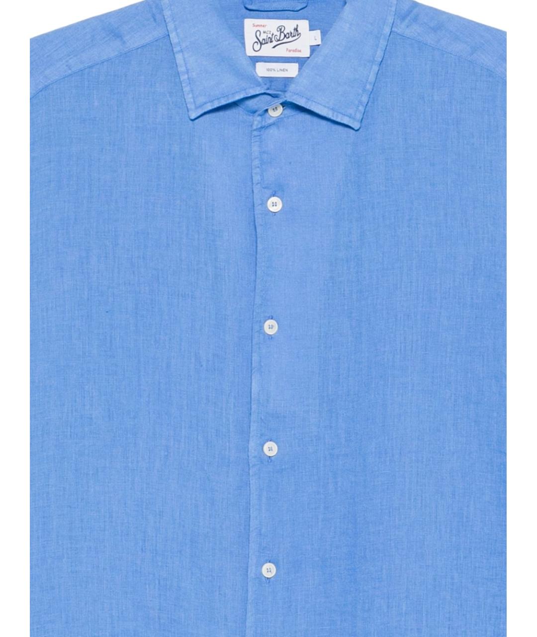 MC2 SAINT BARTH Голубая льняная кэжуал рубашка, фото 3