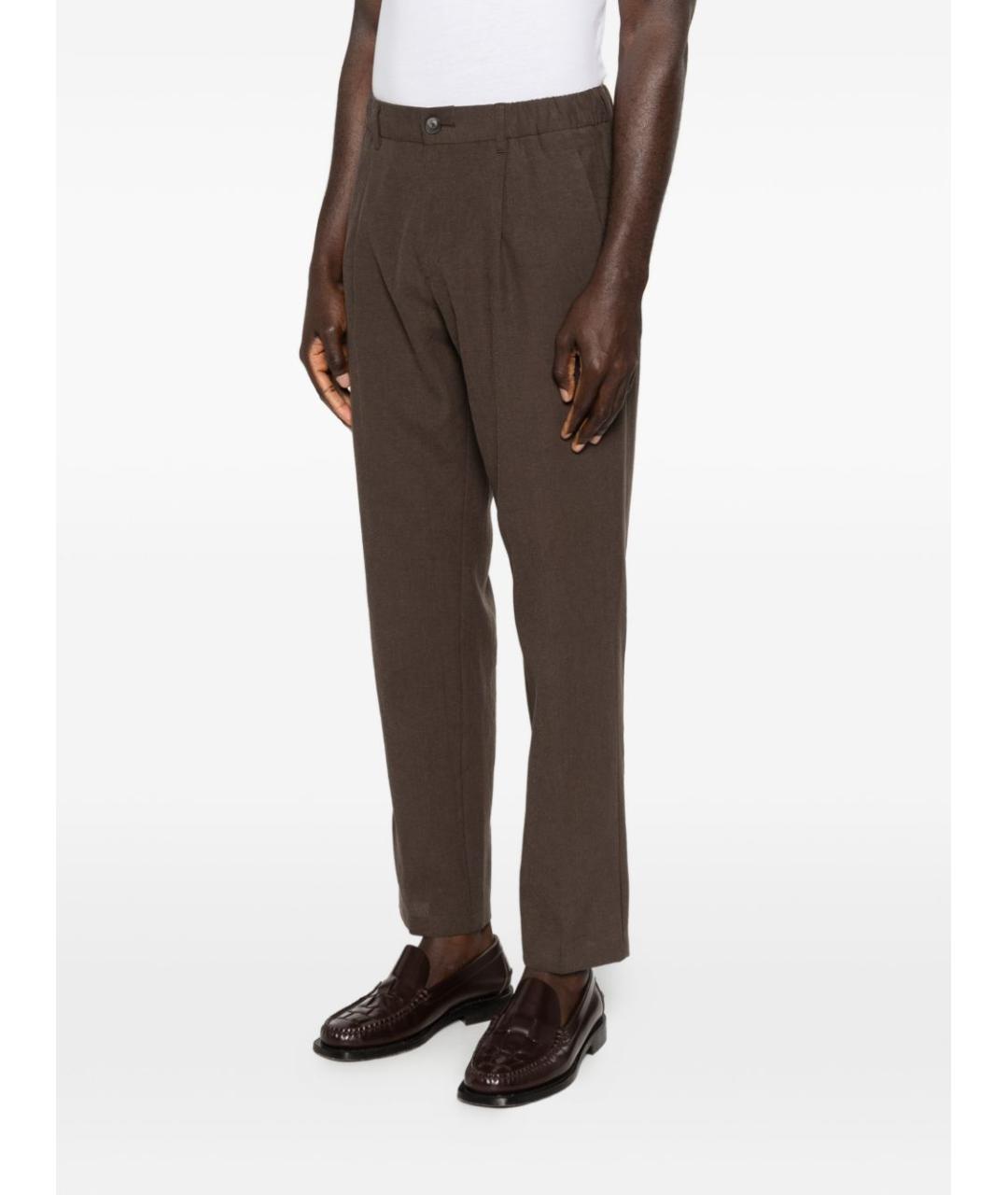 HERNO Коричневые льняные повседневные брюки, фото 4