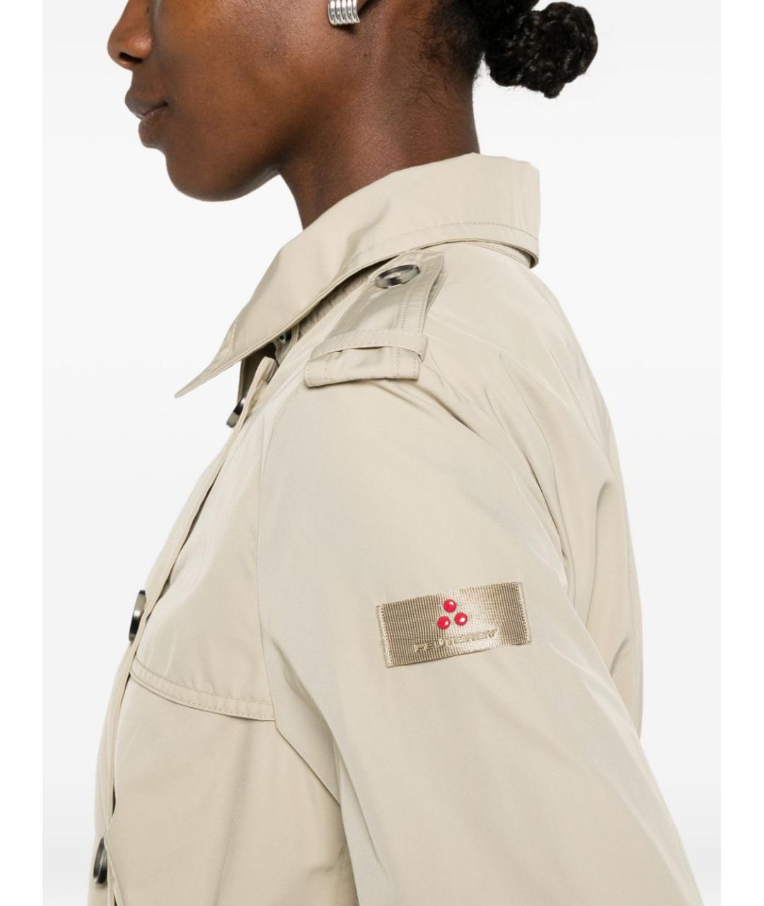 PEUTEREY Бежевый полиэстеровый тренч/плащ, фото 3