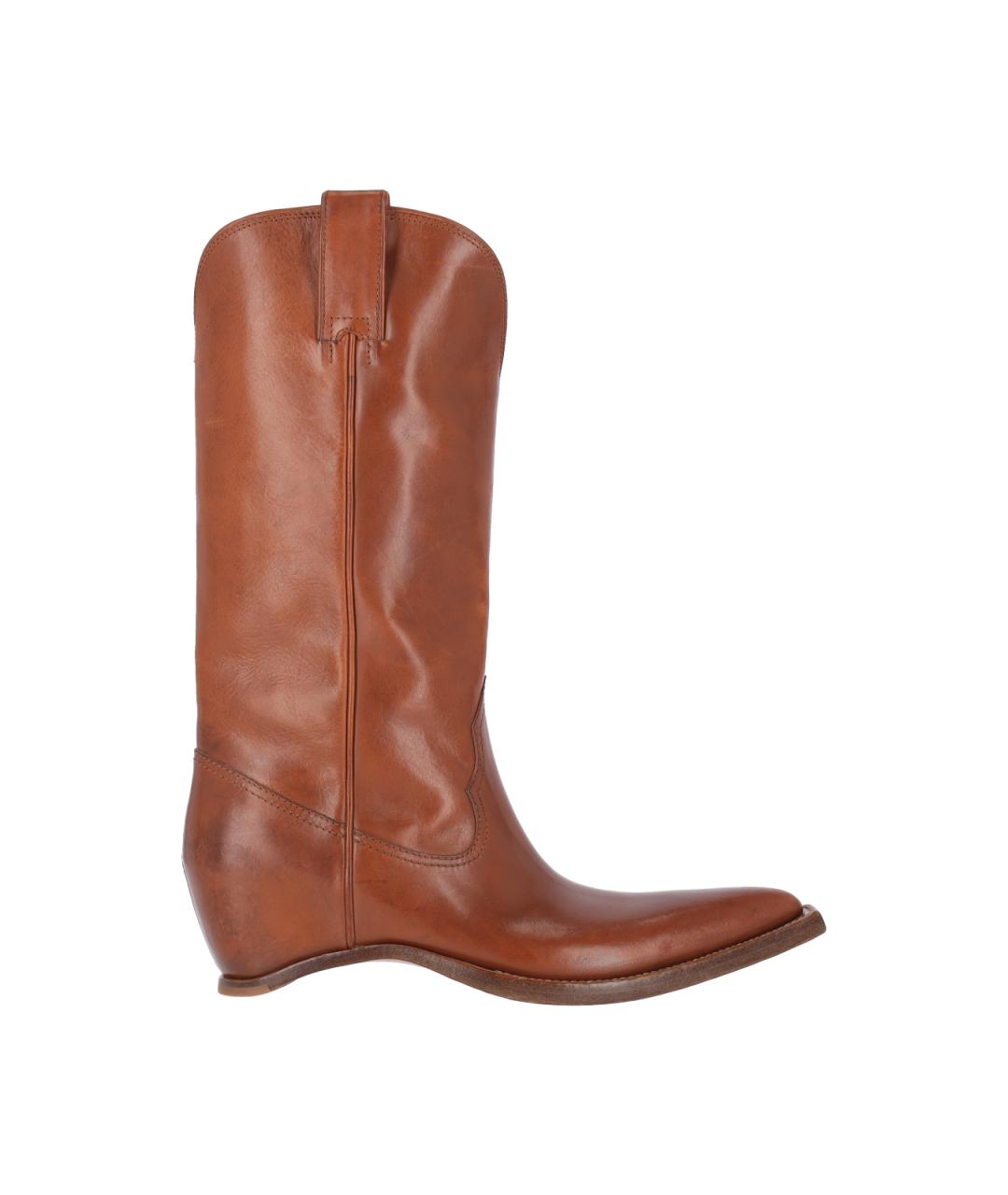 MAISON MARGIELA Коричневые кожаные сапоги, фото 6