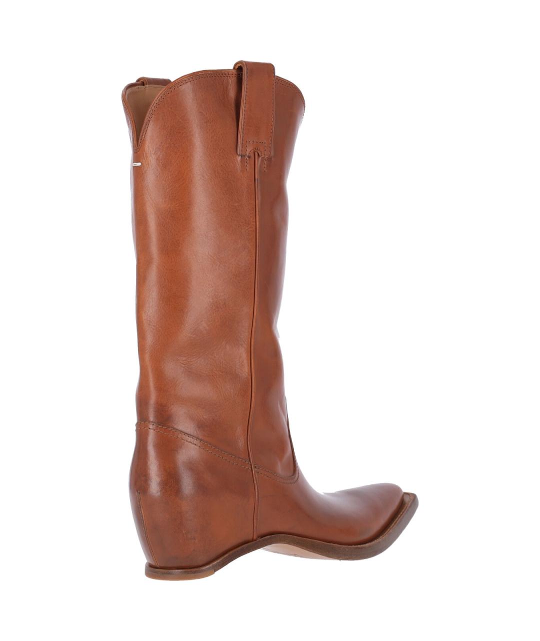 MAISON MARGIELA Коричневые кожаные сапоги, фото 4