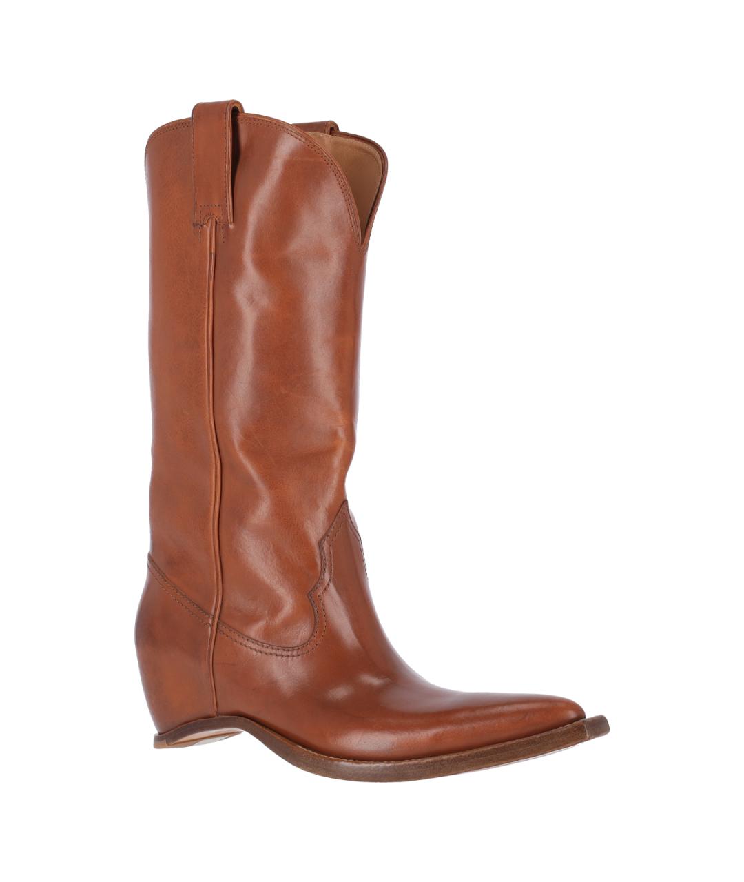 MAISON MARGIELA Коричневые кожаные сапоги, фото 2