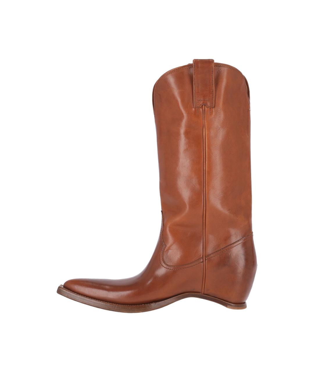 MAISON MARGIELA Коричневые кожаные сапоги, фото 3