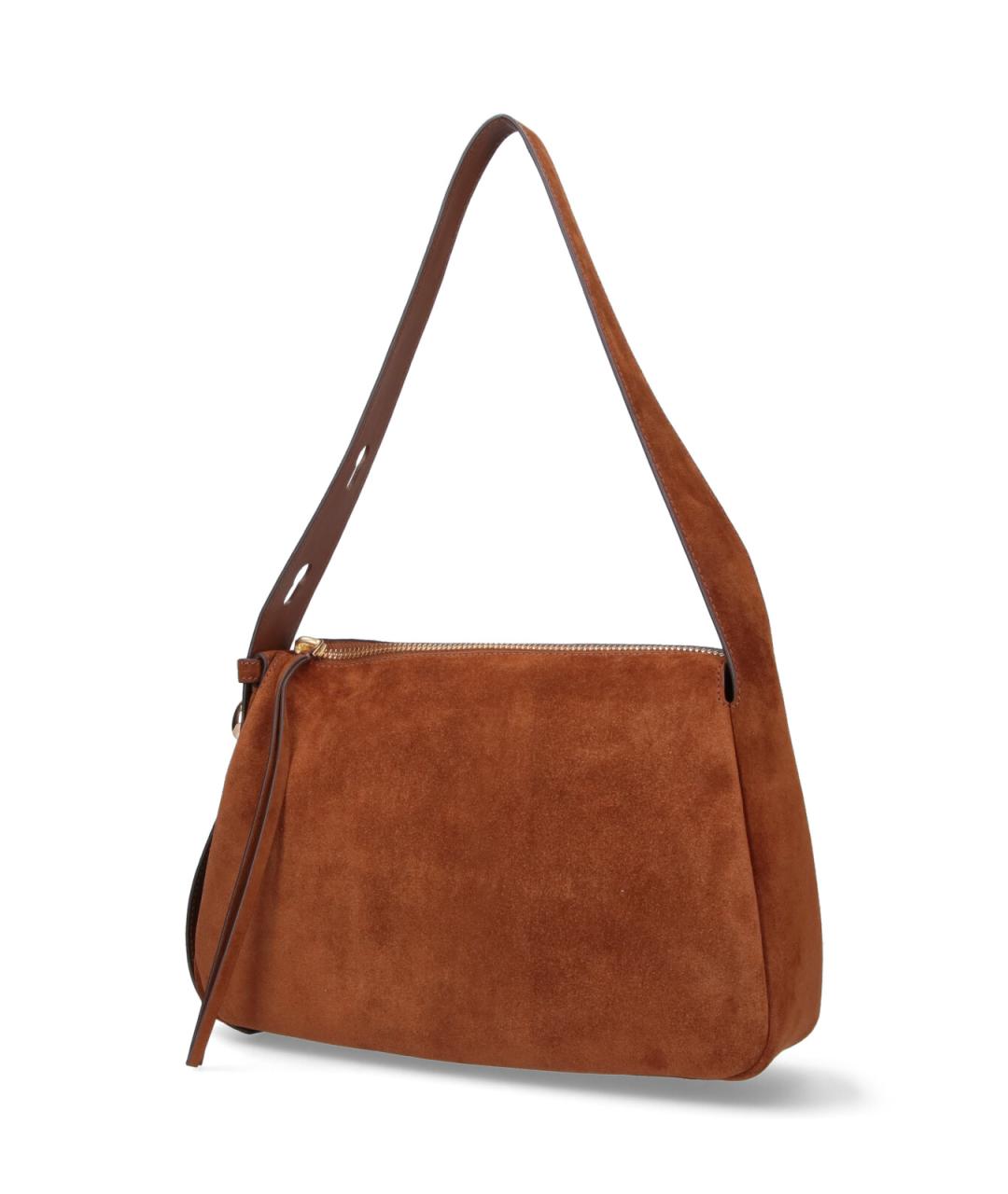 TORY BURCH Коричневая замшевая сумка с короткими ручками, фото 2