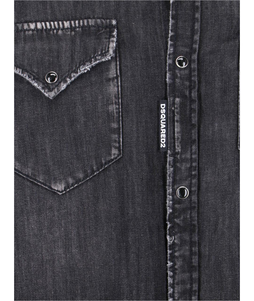 DSQUARED2 Черная хлопковая кэжуал рубашка, фото 4