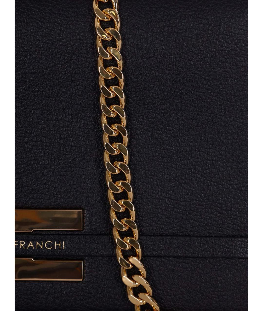 ELISABETTA FRANCHI Черная кожаная сумка через плечо, фото 2