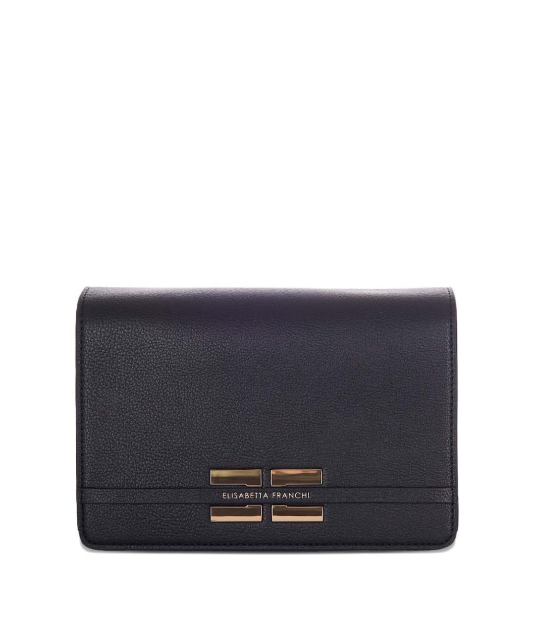 ELISABETTA FRANCHI Черная кожаная сумка через плечо, фото 1