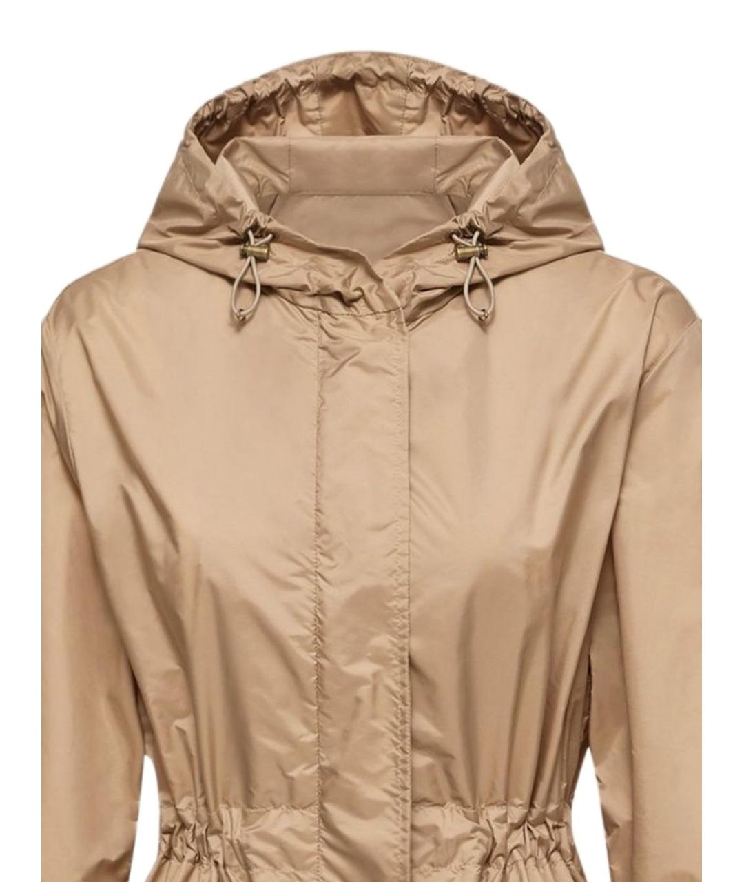 MONCLER Бежевое полиамидовое пальто, фото 2