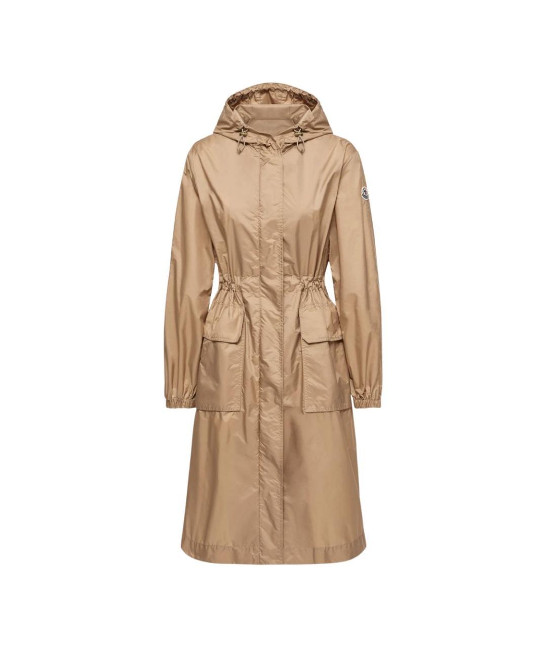 MONCLER Бежевое полиамидовое пальто, фото 1