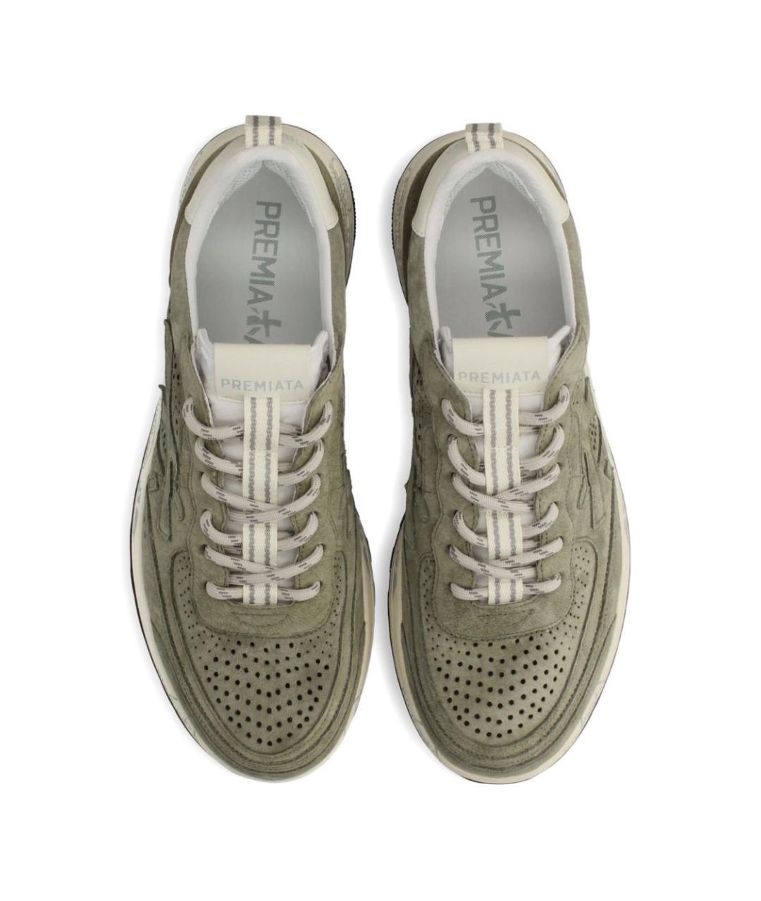 PREMIATA Зеленые замшевые низкие кроссовки / кеды, фото 4