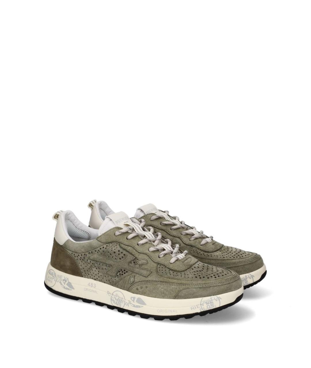 PREMIATA Зеленые замшевые низкие кроссовки / кеды, фото 3