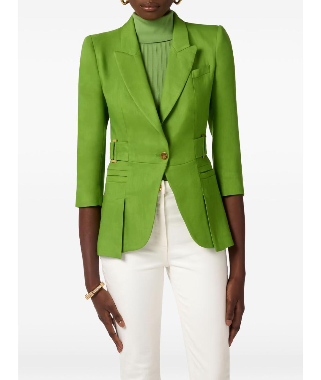 ELISABETTA FRANCHI Зеленый жакет/пиджак, фото 2
