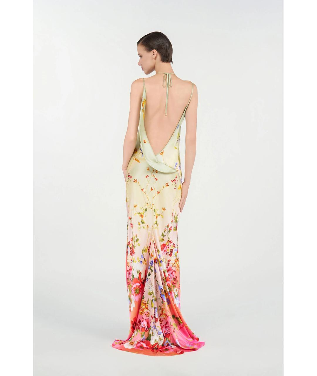 ROBERTO CAVALLI Мульти шелковое вечернее платье, фото 4