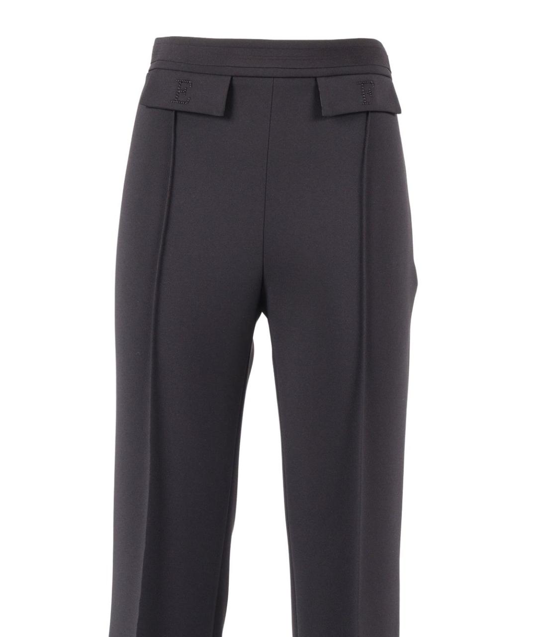 ELISABETTA FRANCHI Черные полиэстеровые прямые брюки, фото 2