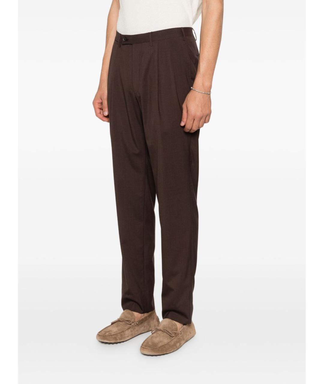 CORNELIANI Коричневые шерстяные классические брюки, фото 4