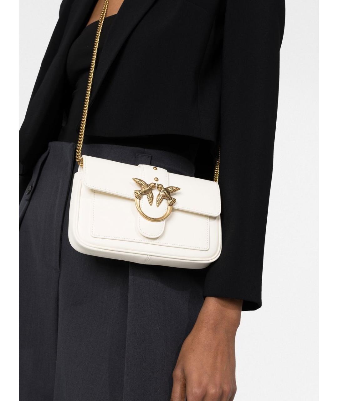 PINKO Белая кожаная сумка через плечо, фото 6