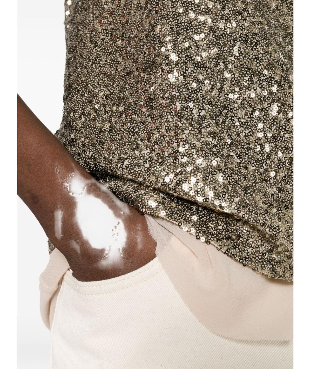 PINKO Золотая полиамидовая майка, фото 2