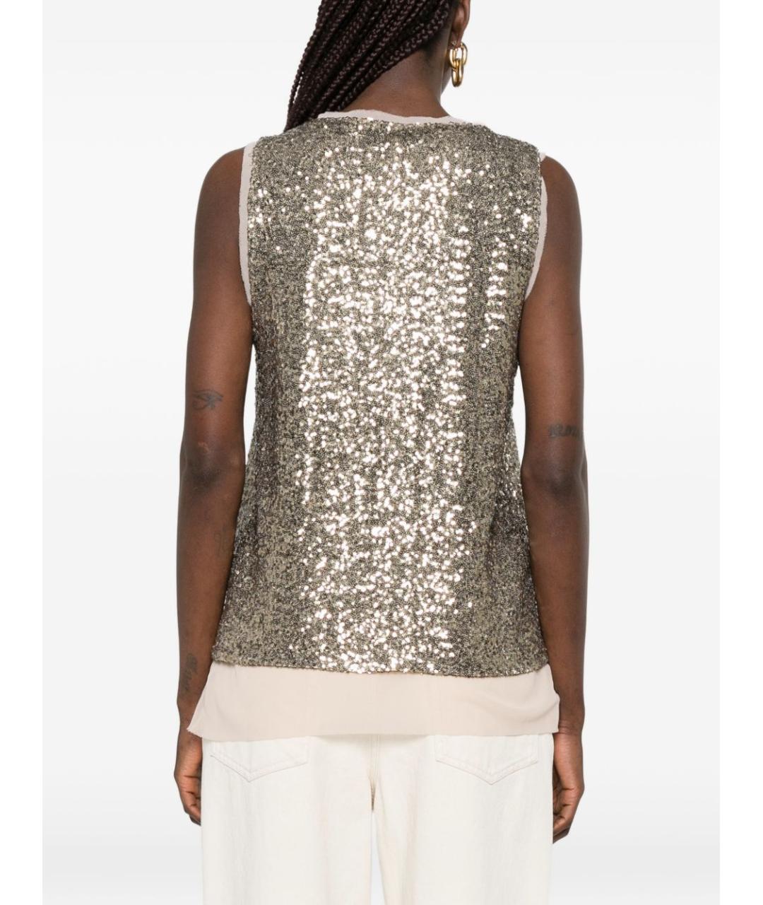 PINKO Золотая полиамидовая майка, фото 5