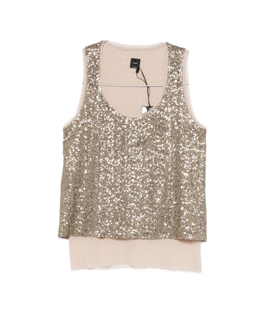 PINKO Золотая полиамидовая майка, фото 1