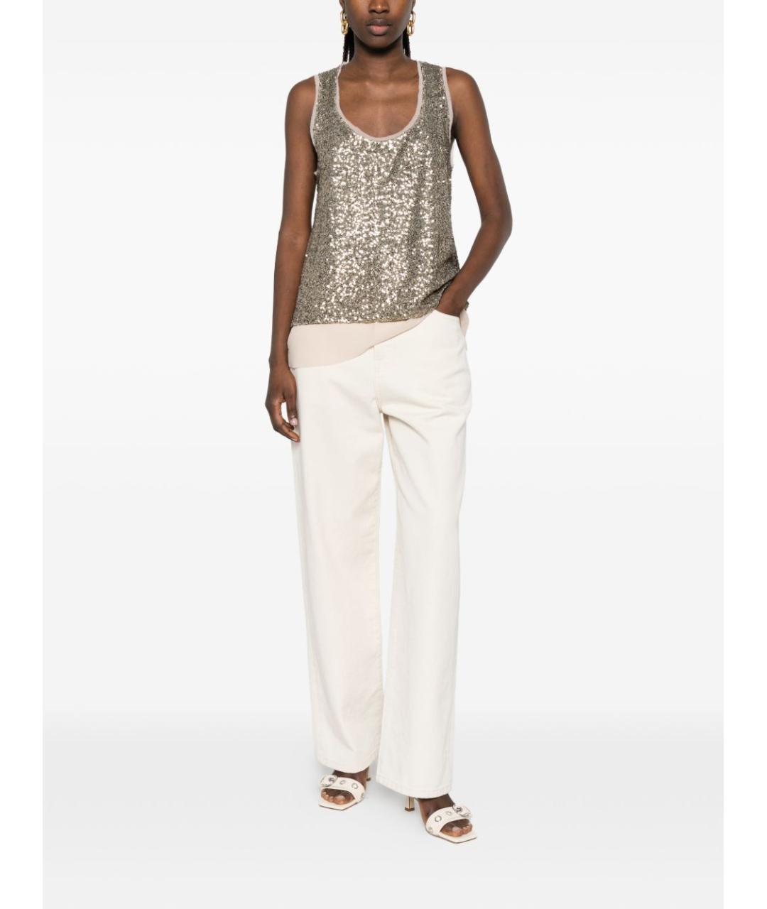 PINKO Золотая полиамидовая майка, фото 3