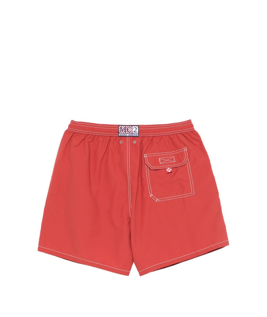 MC2 SAINT BARTH Красные полиэстеровые шорты, фото 2