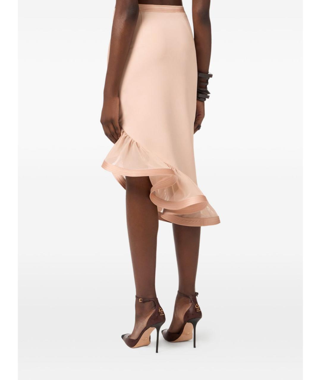 ELISABETTA FRANCHI Бежевая полиэстеровая юбка миди, фото 2