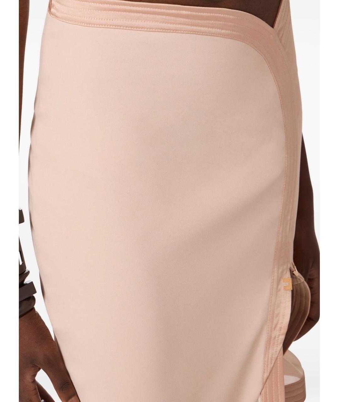 ELISABETTA FRANCHI Бежевая полиэстеровая юбка миди, фото 3