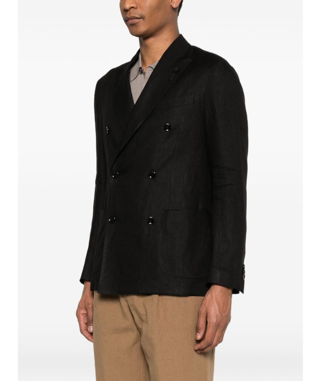 LARDINI Черный льняной пиджак, фото 3