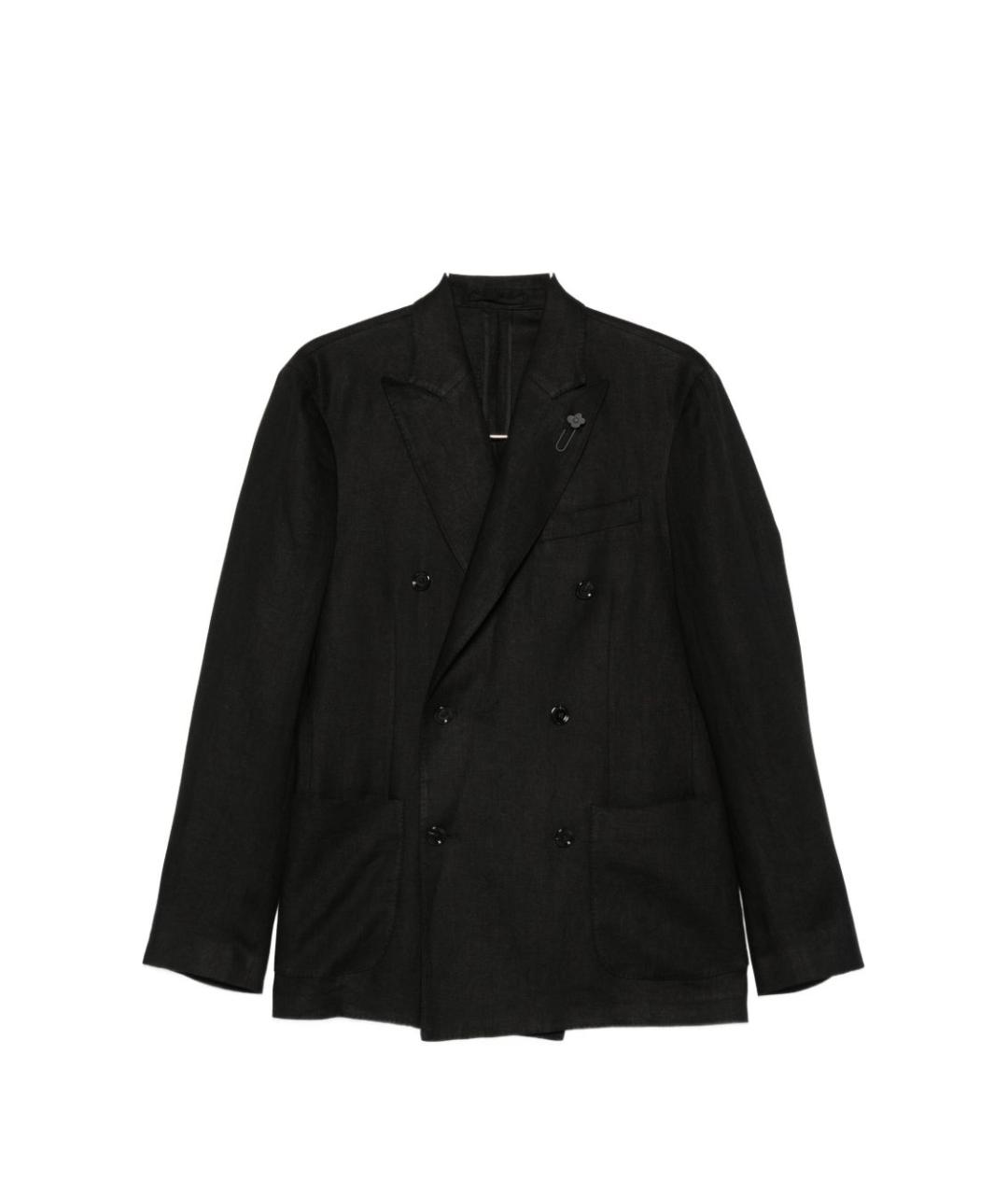 LARDINI Черный льняной пиджак, фото 6