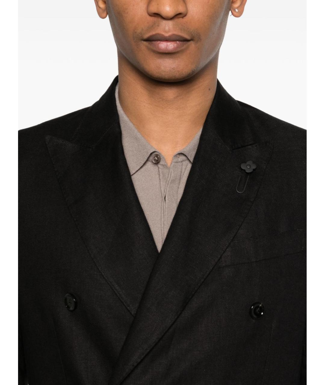 LARDINI Черный льняной пиджак, фото 2
