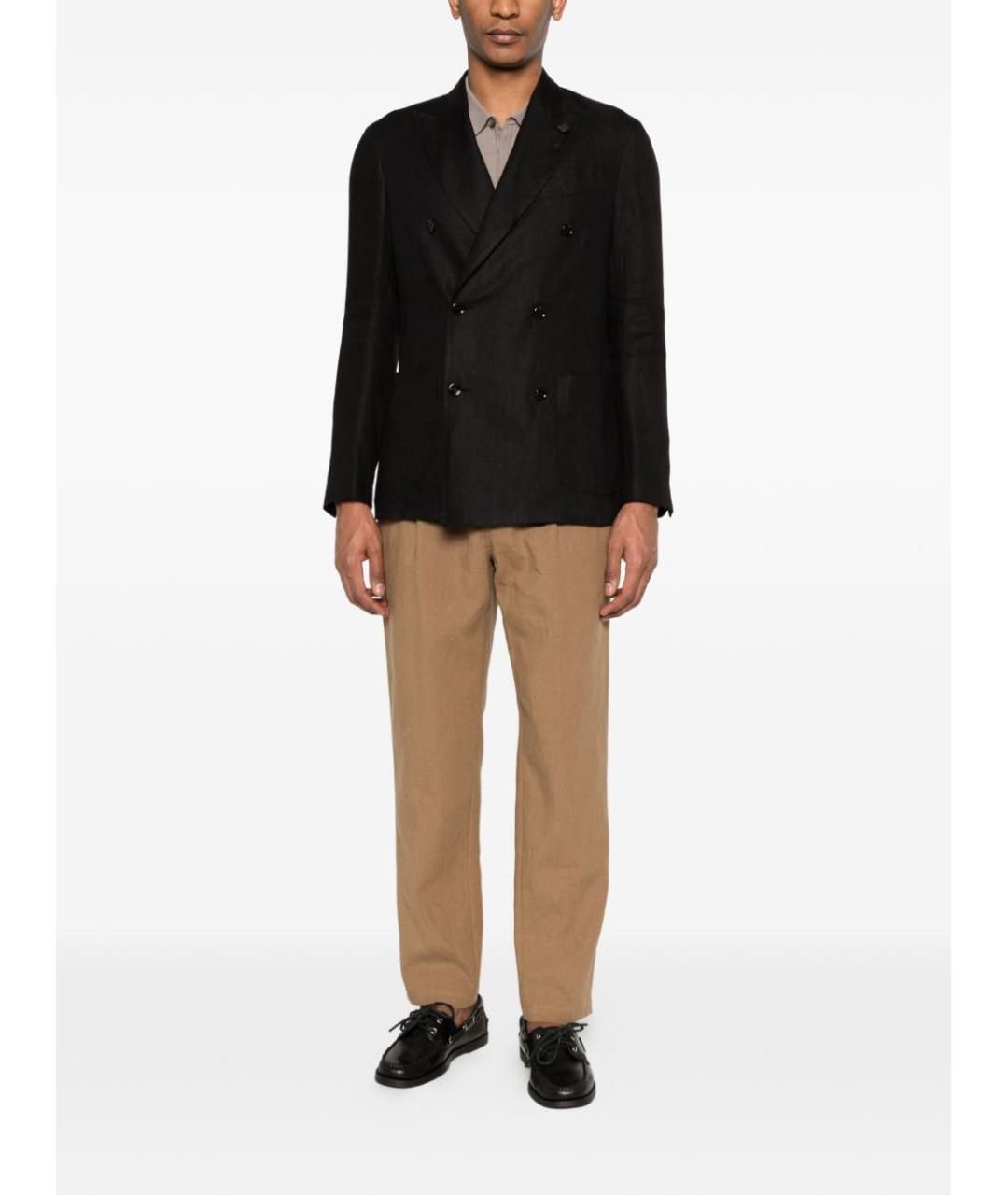 LARDINI Черный льняной пиджак, фото 5