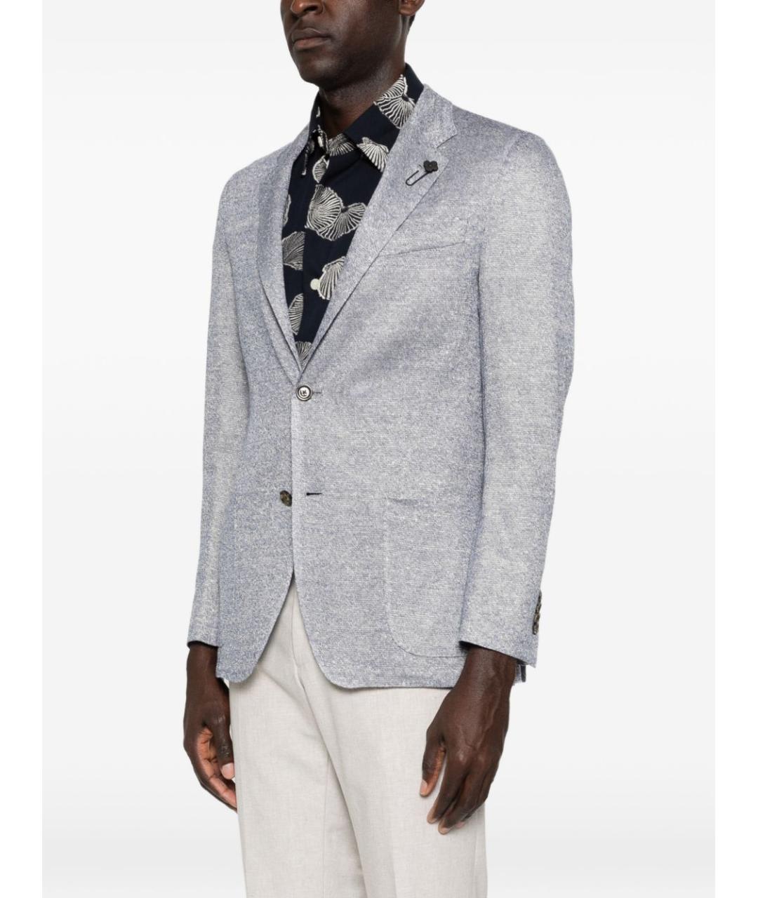 LARDINI Голубой льняной пиджак, фото 4