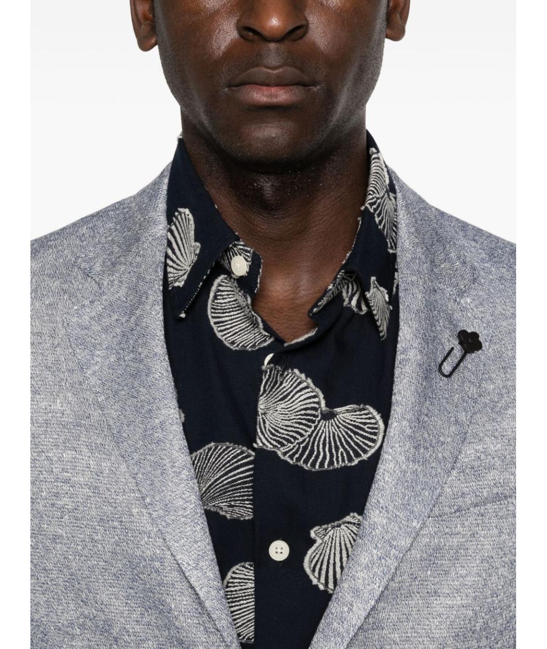 LARDINI Голубой льняной пиджак, фото 2