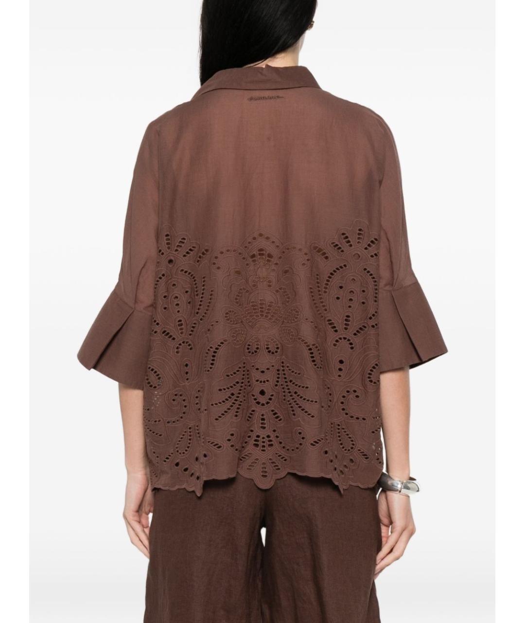 ERMANNO FIRENZE Коричневая хлопковая рубашка, фото 4