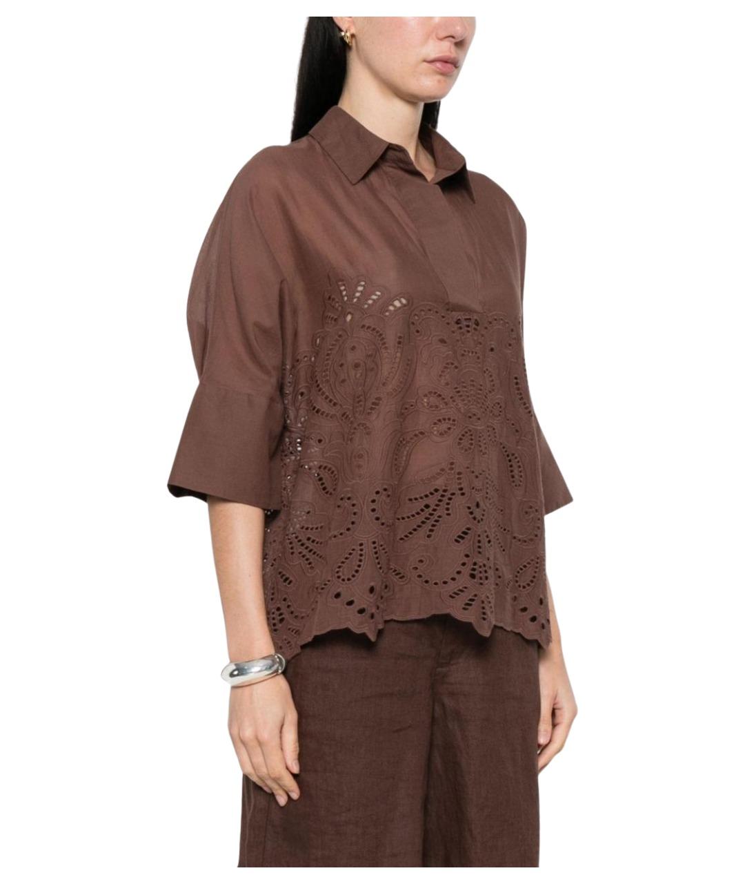 ERMANNO FIRENZE Коричневая хлопковая рубашка, фото 5