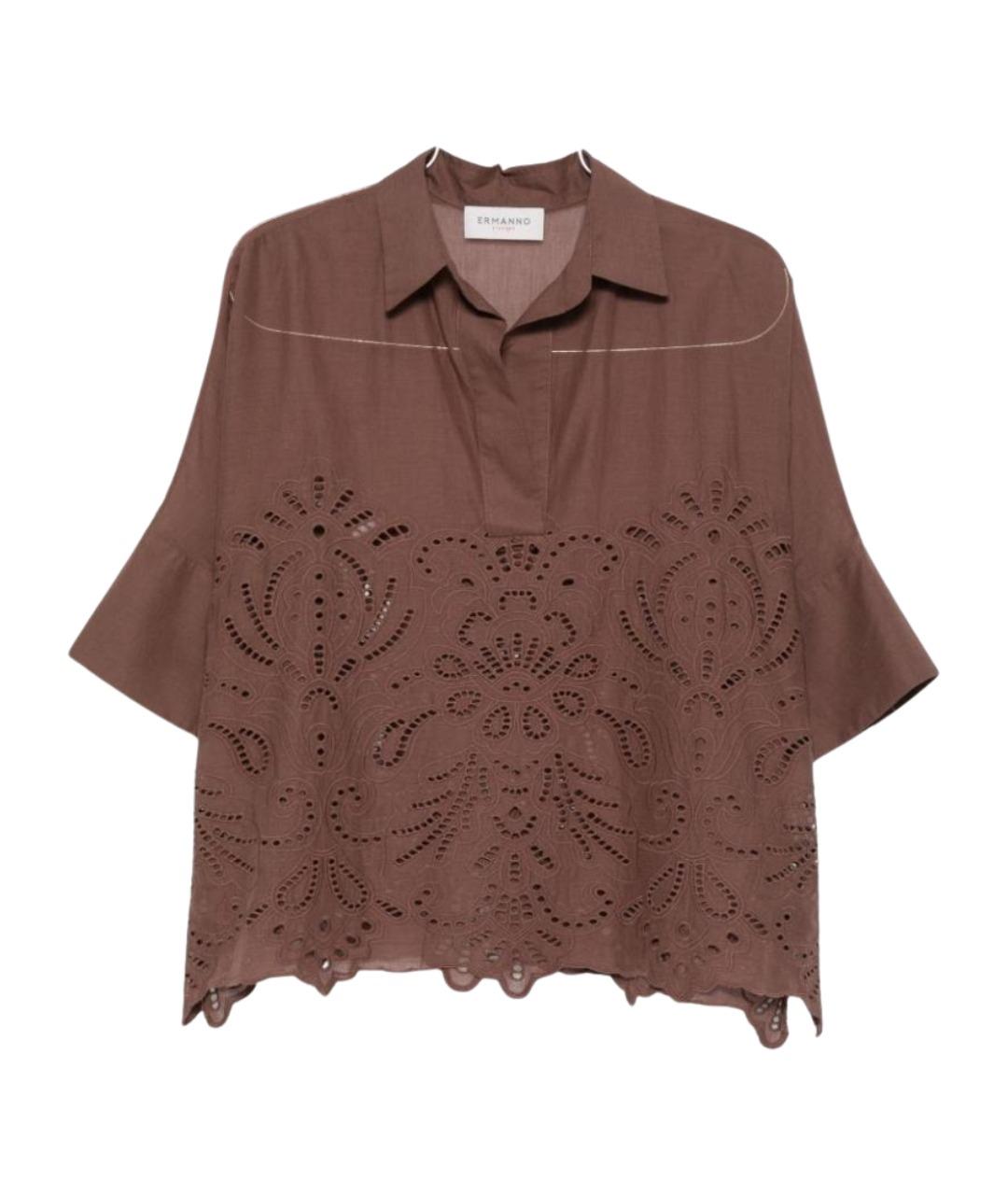 ERMANNO FIRENZE Коричневая хлопковая рубашка, фото 1