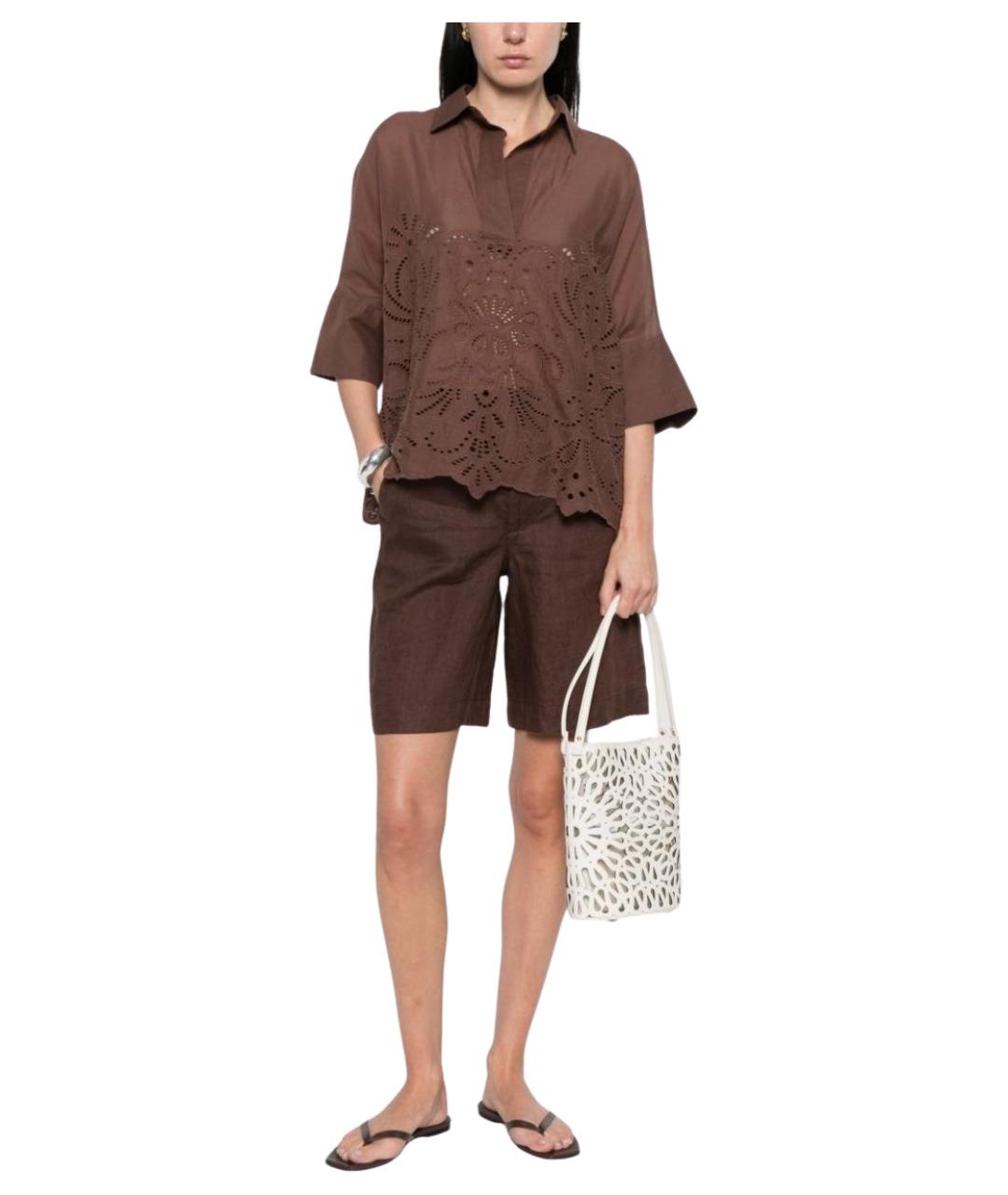 ERMANNO FIRENZE Коричневая хлопковая рубашка, фото 2