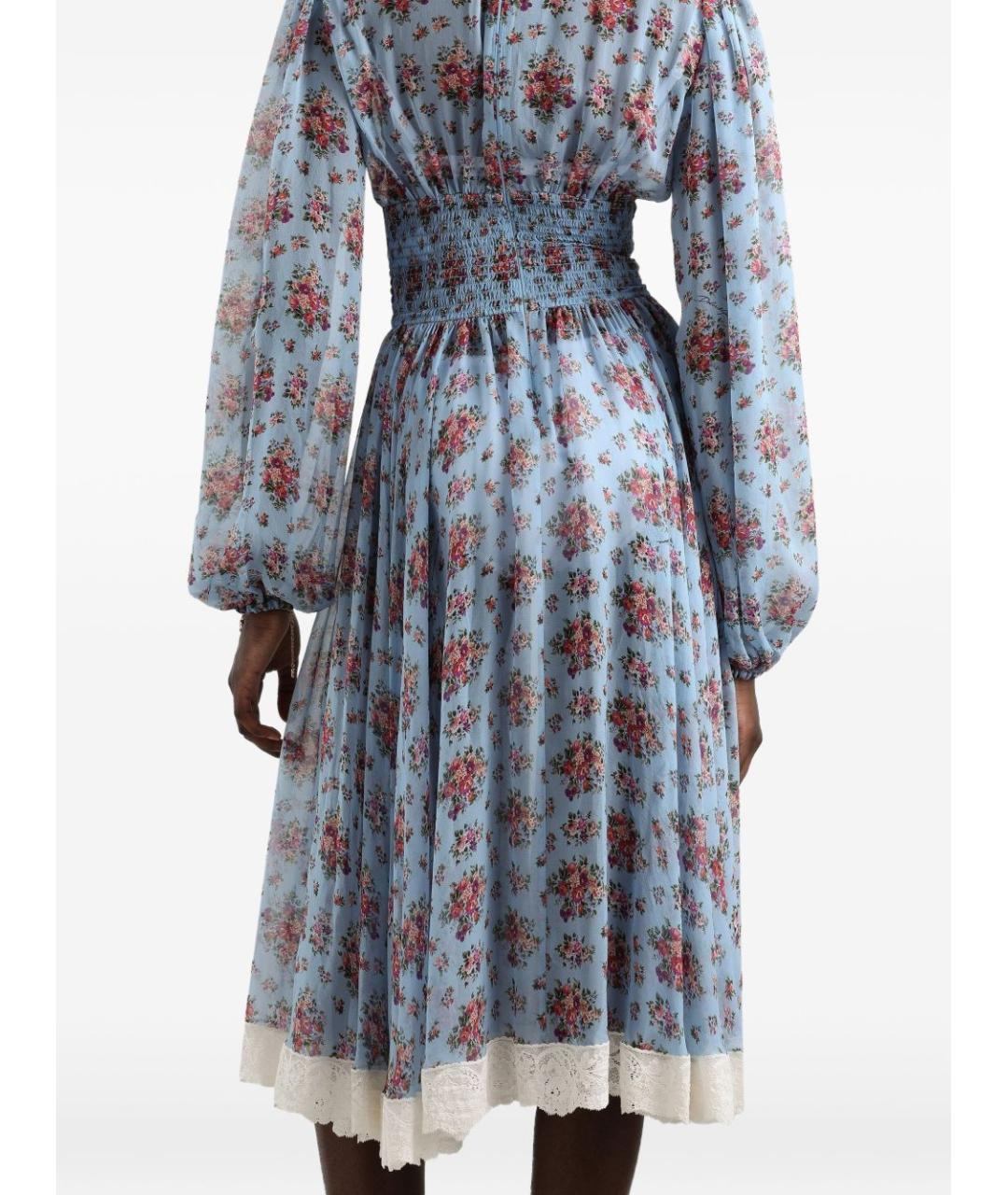 DOLCE&GABBANA Голубое шелковое коктейльное платье, фото 4