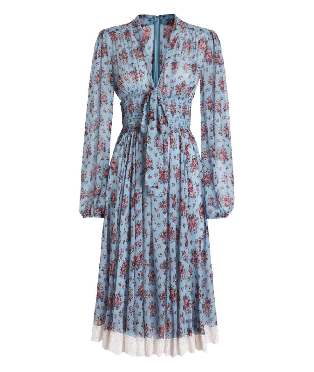 DOLCE&GABBANA Голубое шелковое коктейльное платье, фото 1