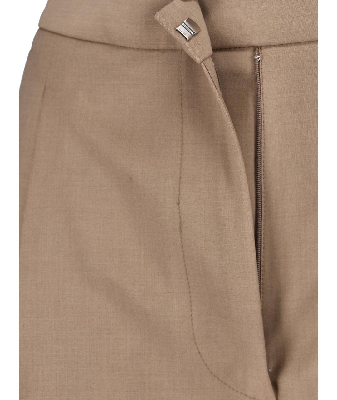 LARDINI Коричневые шерстяные прямые брюки, фото 5