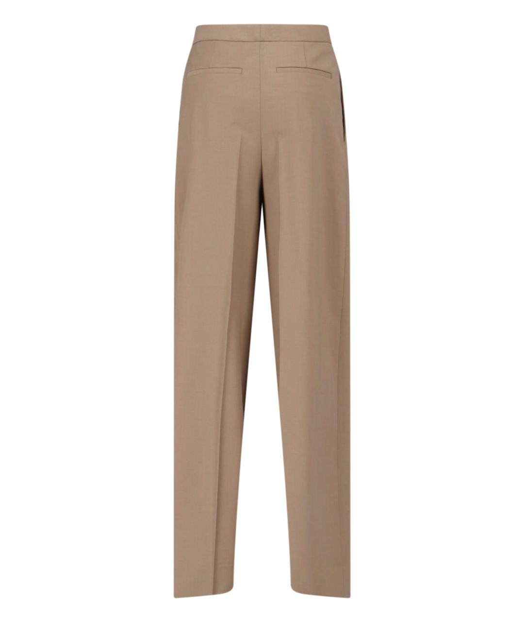 LARDINI Коричневые шерстяные прямые брюки, фото 2