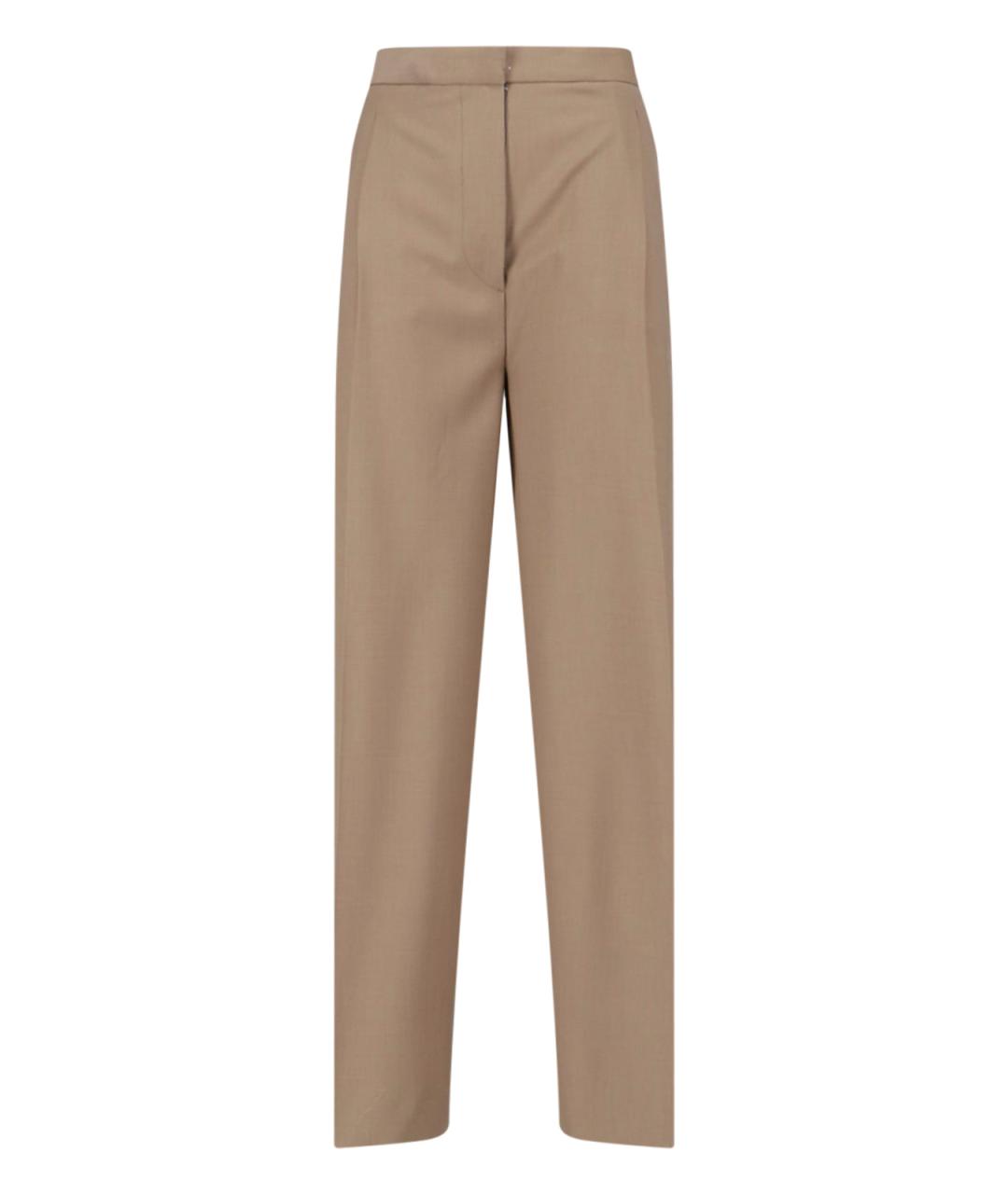 LARDINI Коричневые шерстяные прямые брюки, фото 1