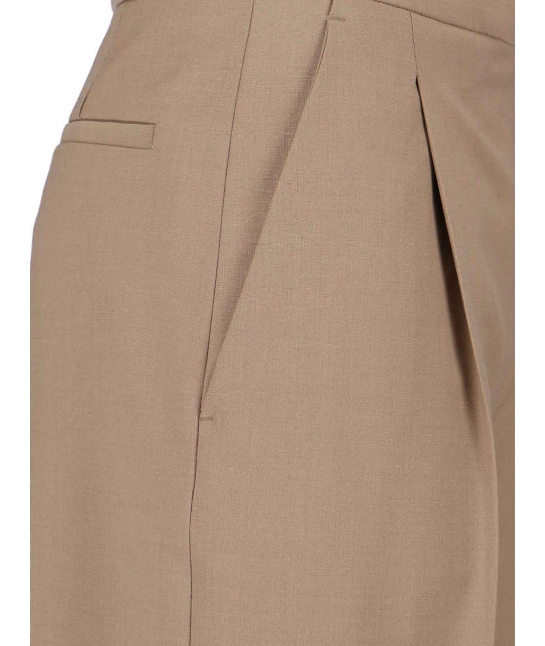 LARDINI Коричневые шерстяные прямые брюки, фото 4