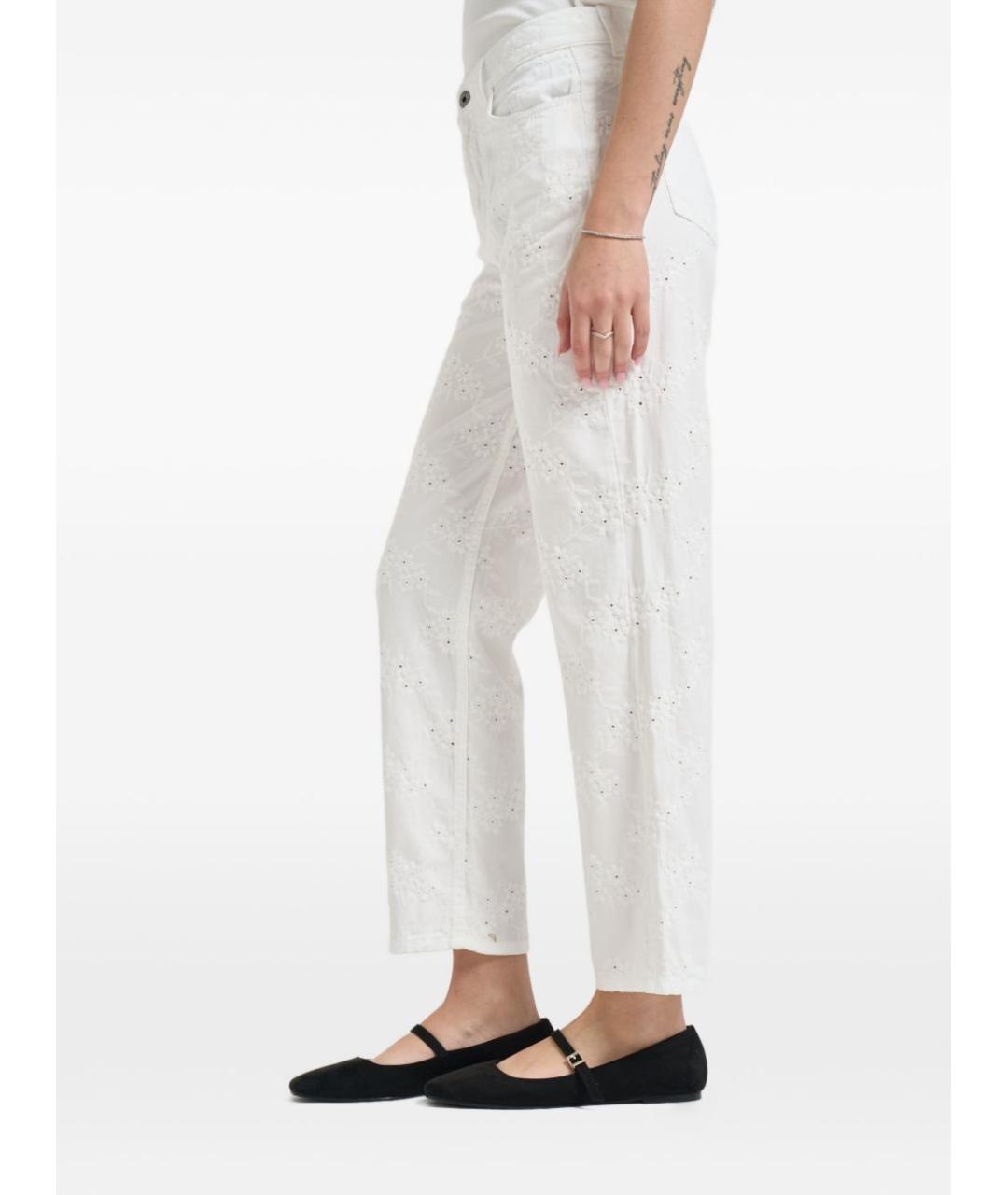 LIU JO Белые хлопковые прямые брюки, фото 2