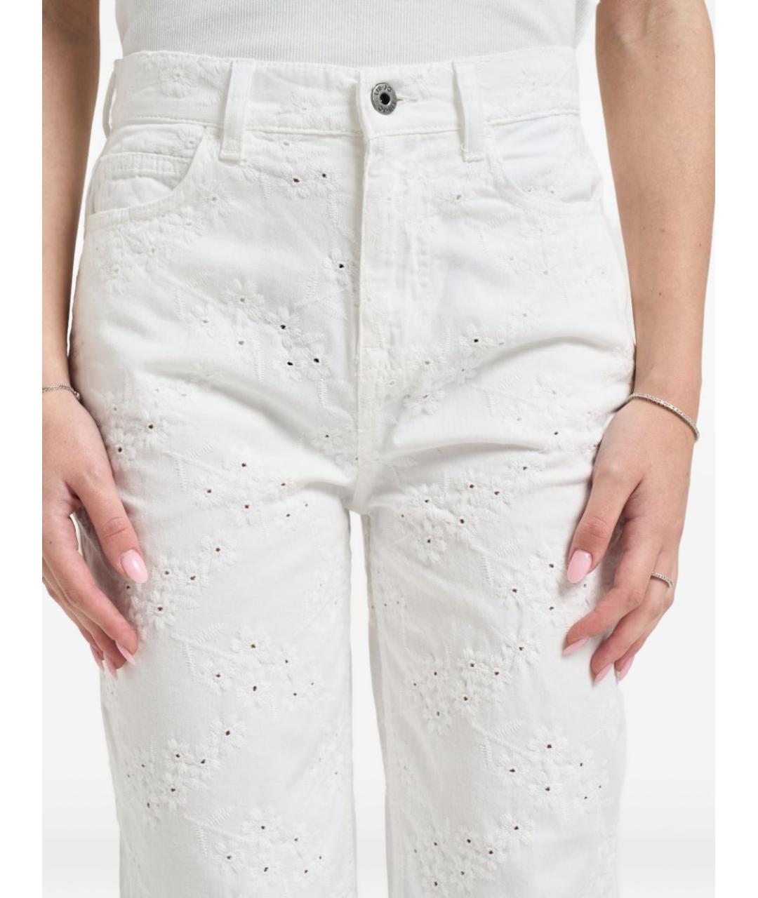 LIU JO Белые хлопковые прямые брюки, фото 4