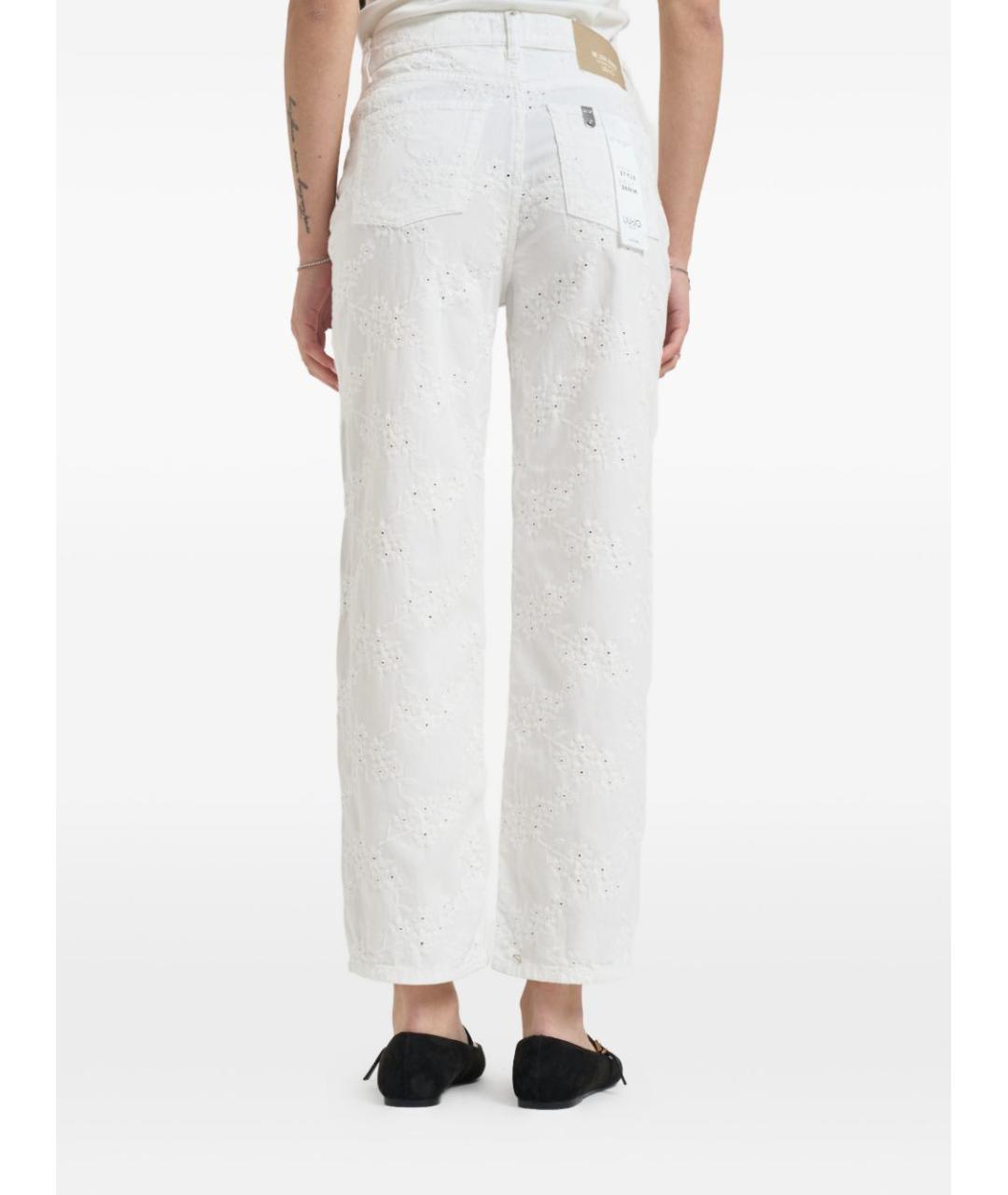 LIU JO Белые хлопковые прямые брюки, фото 5