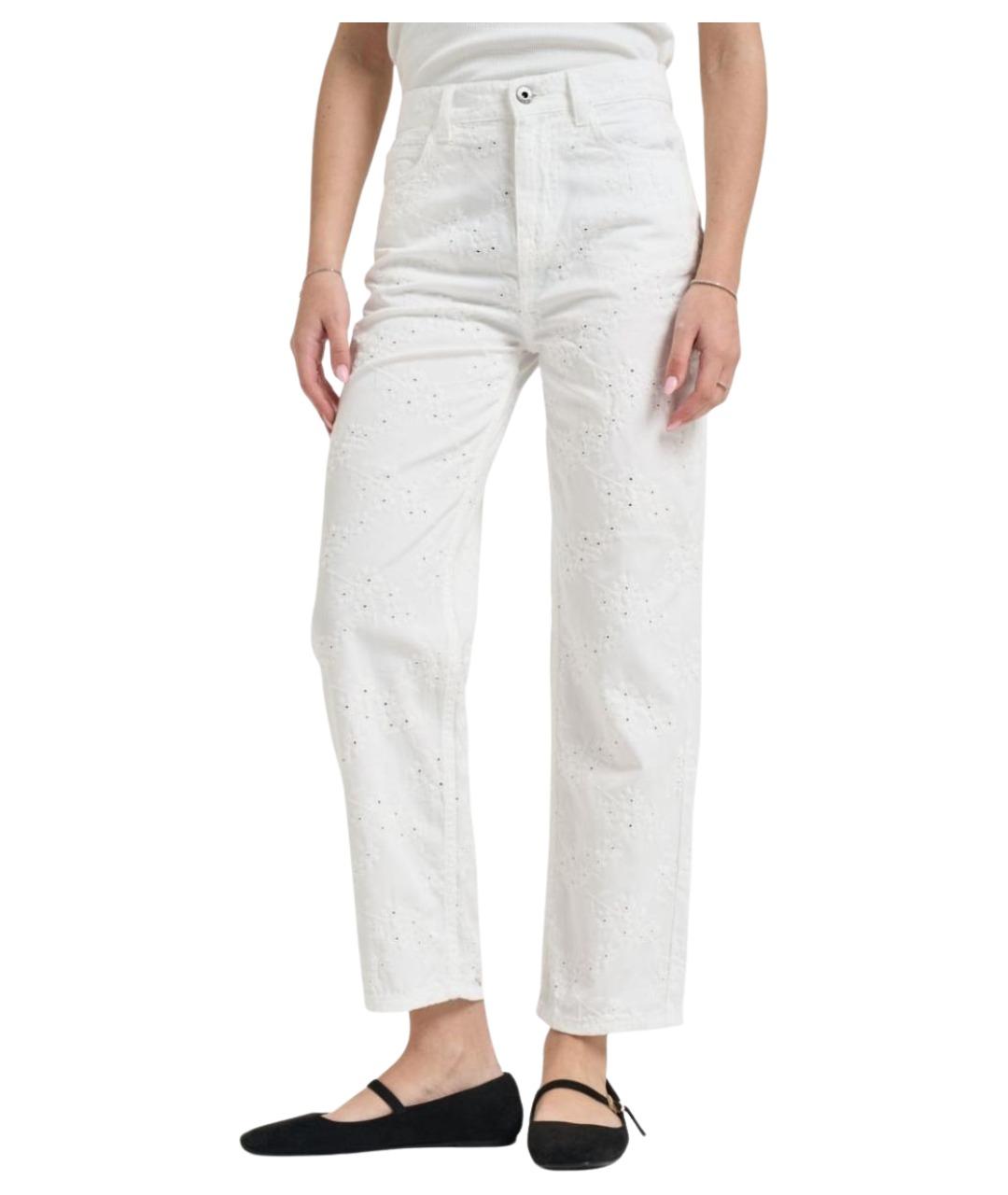 LIU JO Белые хлопковые прямые брюки, фото 1