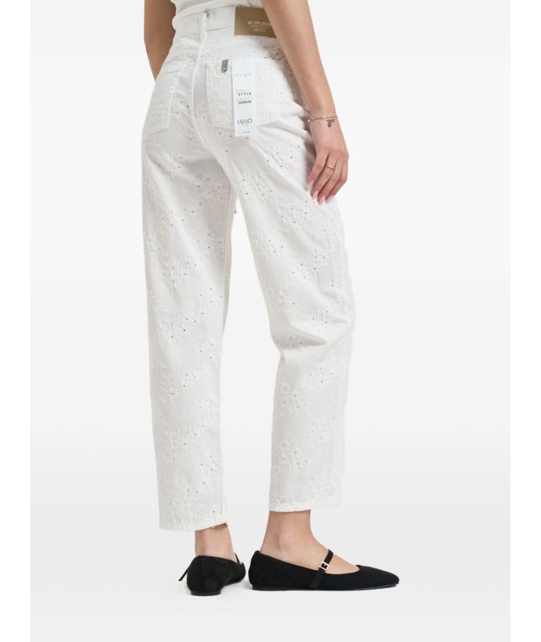 LIU JO Белые хлопковые прямые брюки, фото 3