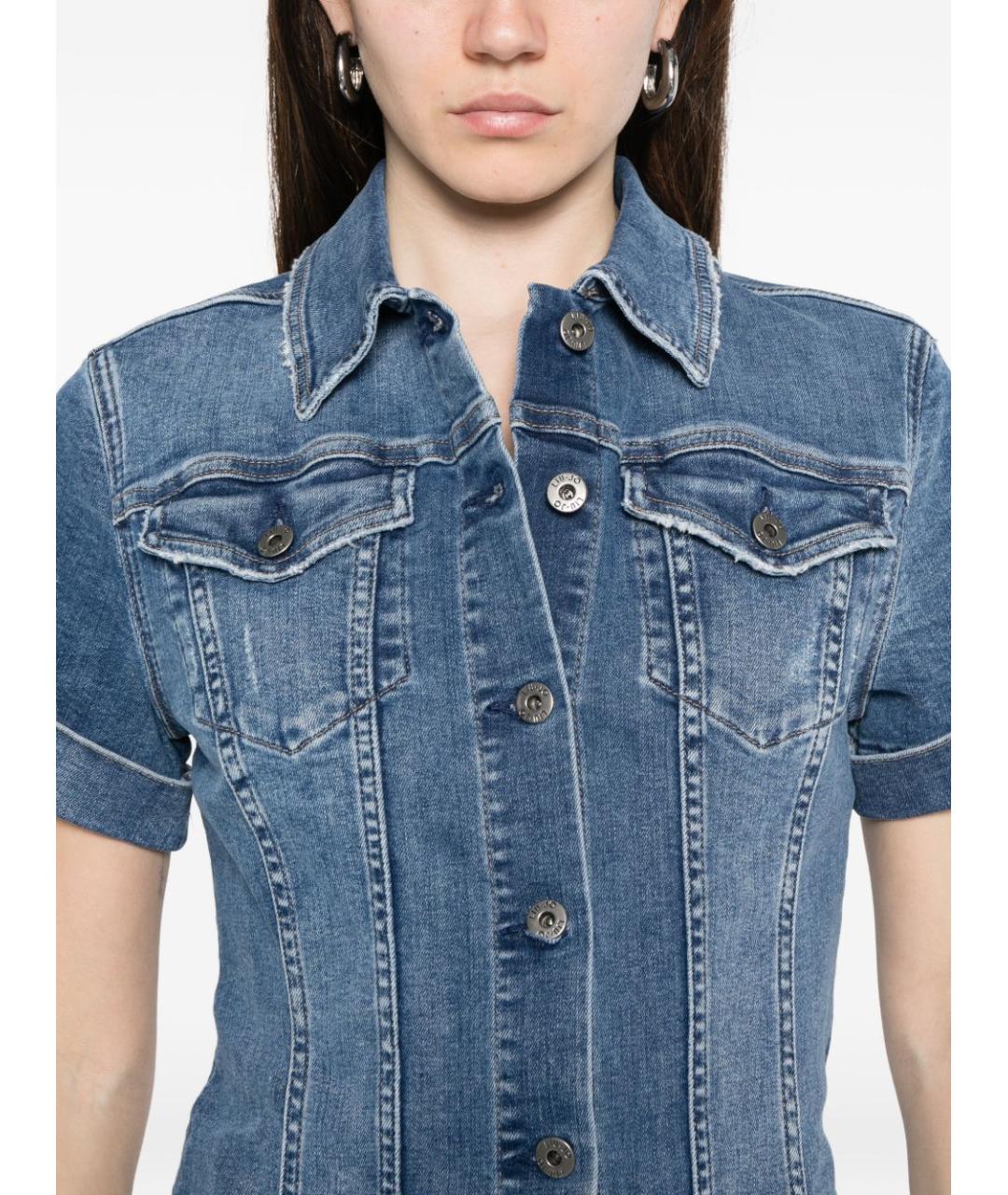 LIU JO Синее хлопковое повседневное платье, фото 2